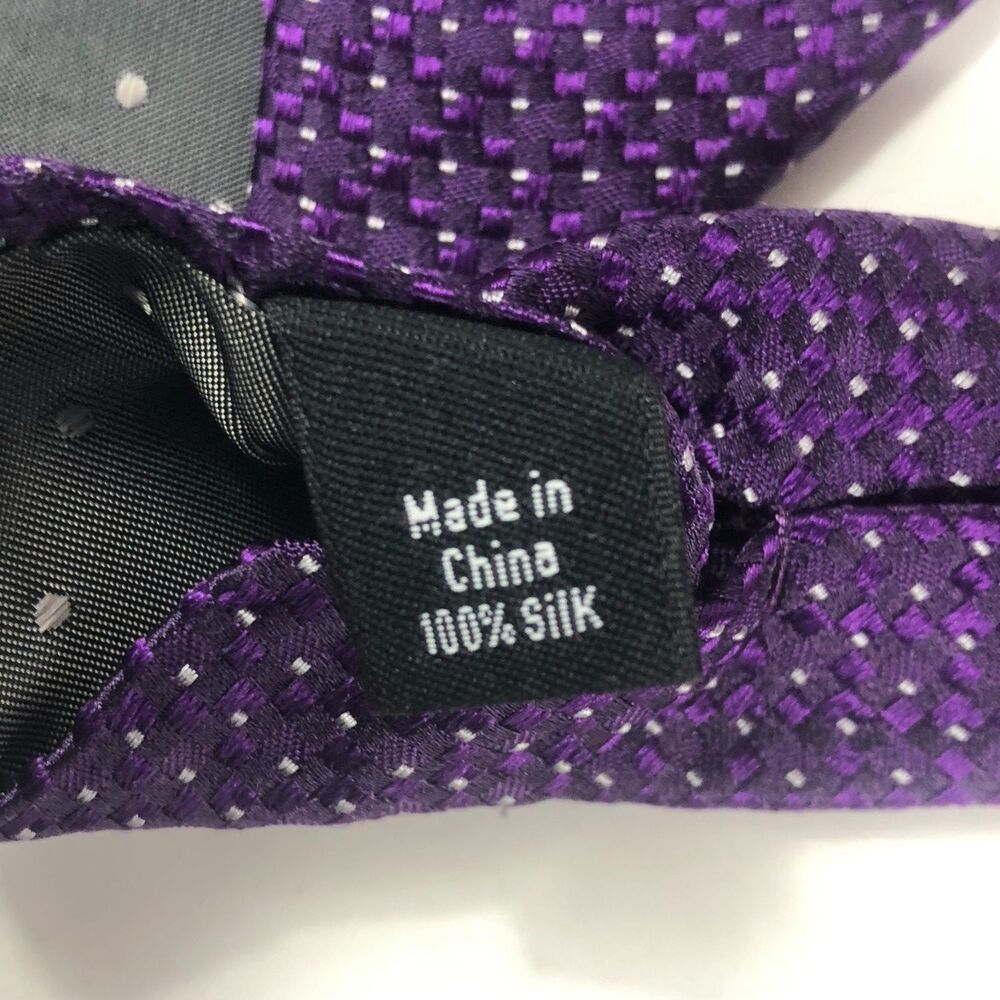 Michael Strahan Collection Purple Woven 100% Silk Tie Polka Dot Pattern Men's - Picture 5 of 6